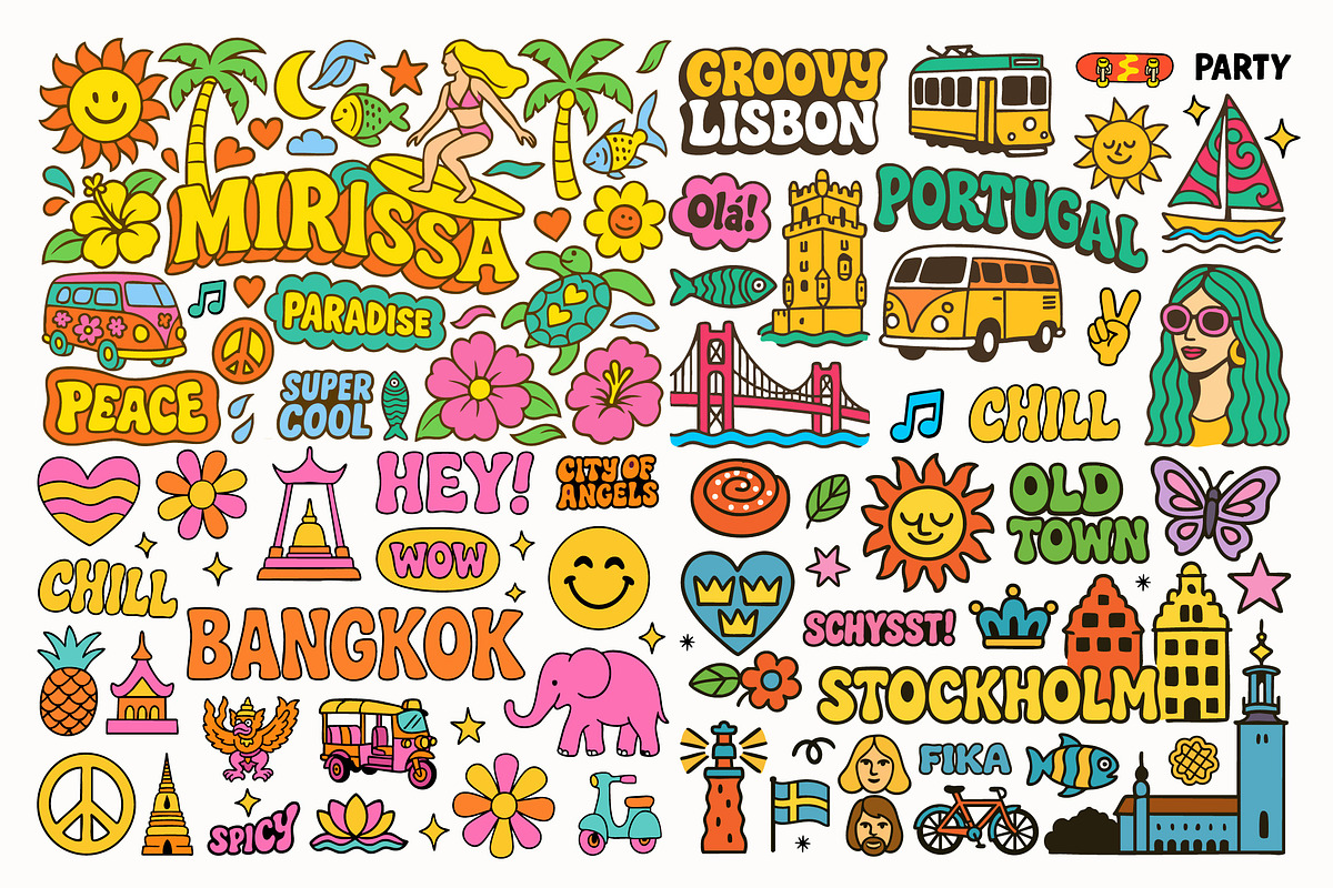 Groovy Mega 500 Stickers Bundle, an Object Graphic by Ckybe's Corner (Photo 3 of 6)