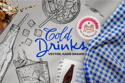 Hand drawn outline cold drinks, a Food Illustration by MuzaInspires