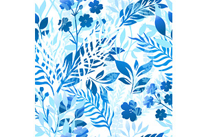 light blue seamless floral pattern, an Object Illustration by Nenahliadava Design