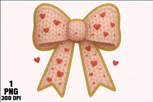 Valentine's Day Faux Knit Bow PNG, an Illustration by Daily.Designs