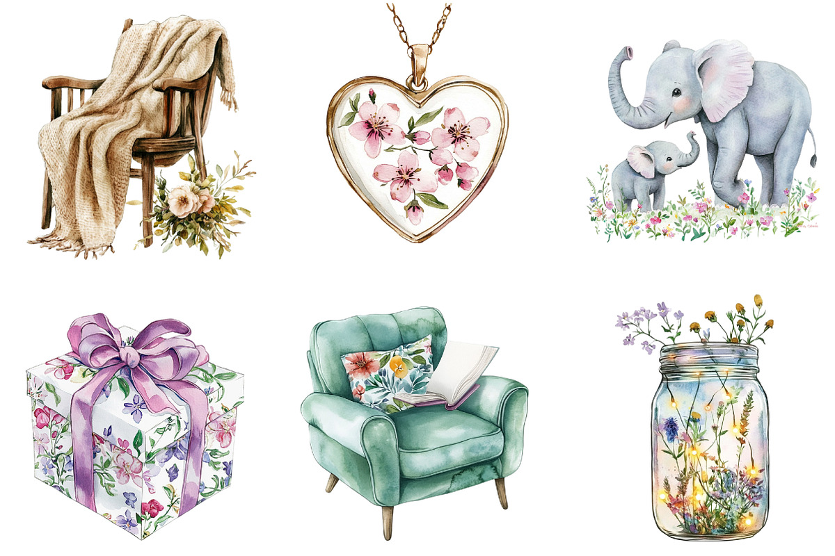 Hand-Painted Mother's Day Watercolor, a Seasonal Illustration by DreamArtGraphic (Photo 2 of 4)