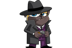Funny Mafia Pug Cartoon Character, an Illustration by HitToon