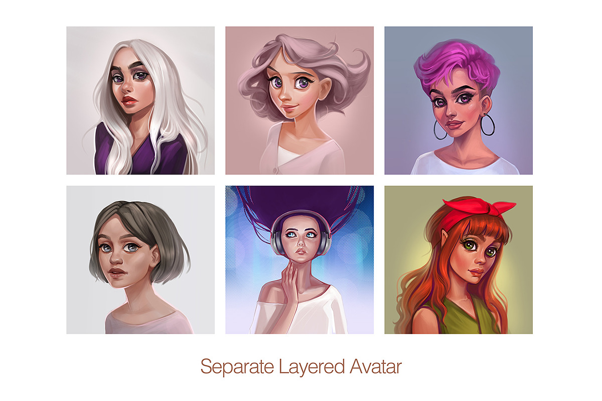 Girls Avatar Set, a Graphic by NadyaKo (Photo 4 of 5)