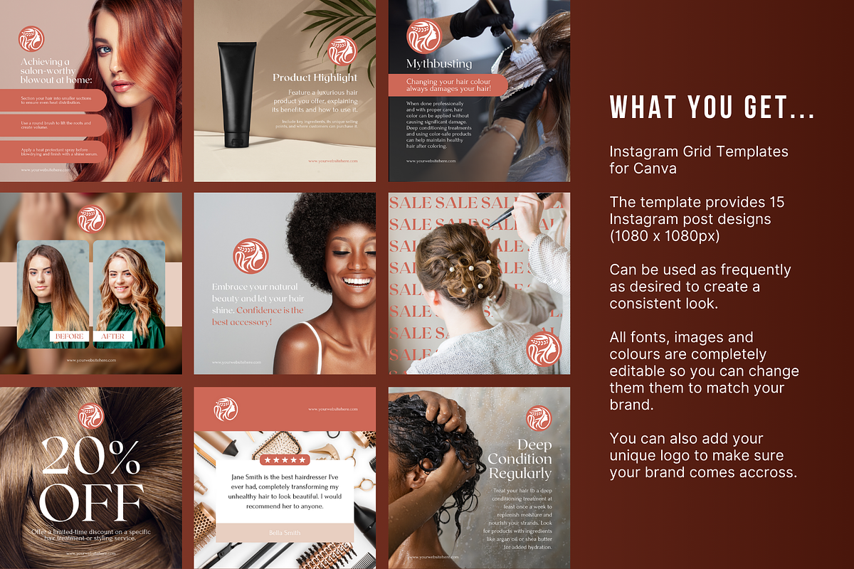 Luxury Hair Salon Social Media, a Social Media Template by Sincerely Media (Photo 2 of 9)