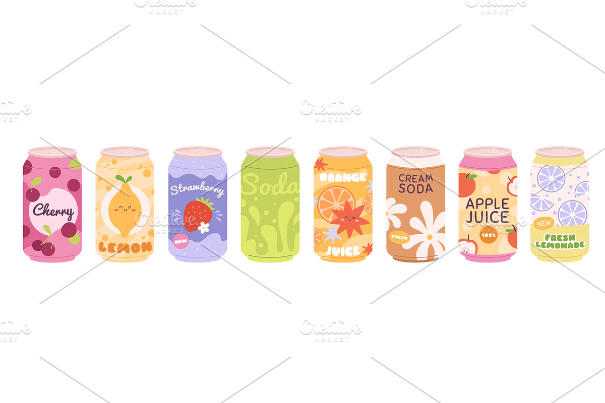 Aluminium cans refreshing drinks, a Background Graphic by LadadikArt
