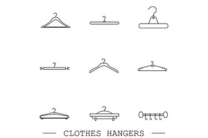 Hangers Vector Line, Line Icons Set.