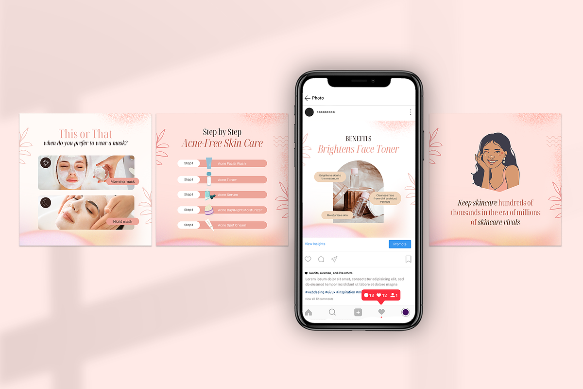 Skincare Instagram Canva Template, a Social Media Template by Azruca (Photo 9 of 10)