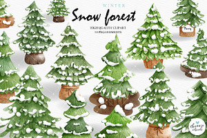 Christmas Tree Watercolor Clipart, an Illustration by Chonnieartwork