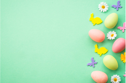 Easter background with Eggs, rabbit, a Holiday Photo by Nadia-nb
