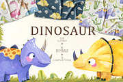 Watercolor Dinosaur Clipart Baby, an Object Graphic by the_myro (Thumbnail 1 of 11)