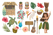 Aloha Hawaii Clipart, Luau party, an Object Illustration by ArtGiftsStudio (Thumbnail 2 of 4)