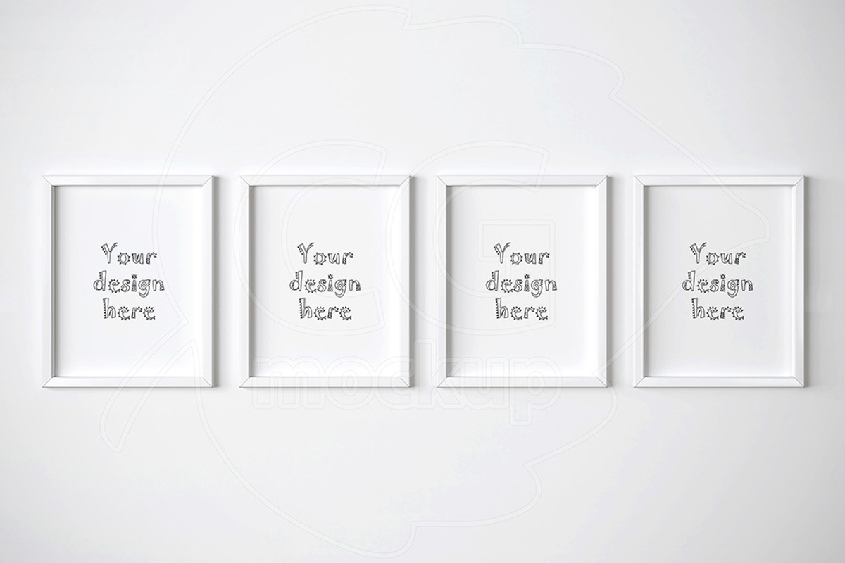 Four white frames mockup 11x14 inch, a Print Template by CGmockup