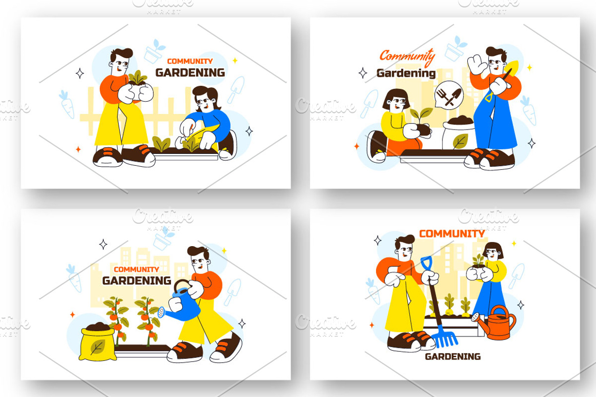 10 Community Gardening Illustration, an Object Illustration by denayunebgt (Photo 2 of 4)