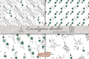 Doodle Eucalyptus botanical line art, a Pattern Graphic by JuDesign (Thumbnail 1 of 7)