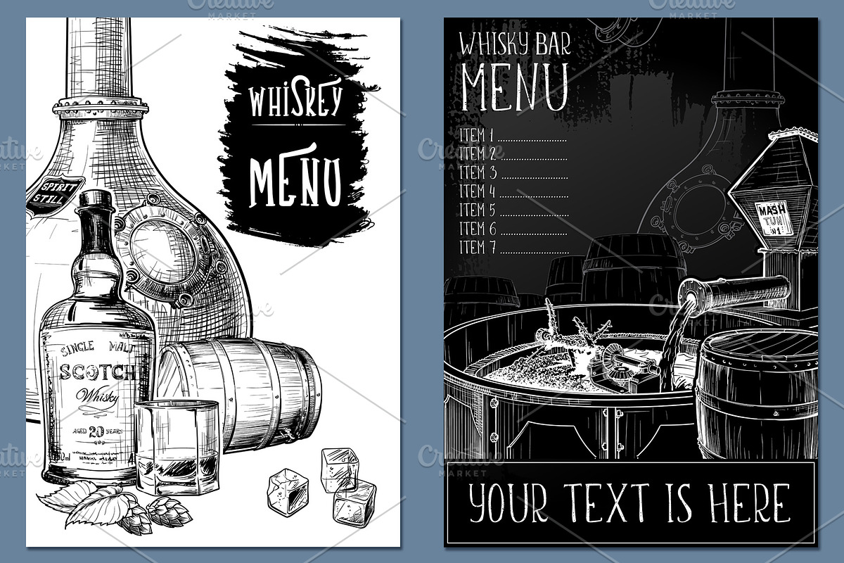 Whiskey Design Elements Set, a Food Illustration by AntonPix Studio (Photo 3 of 3)