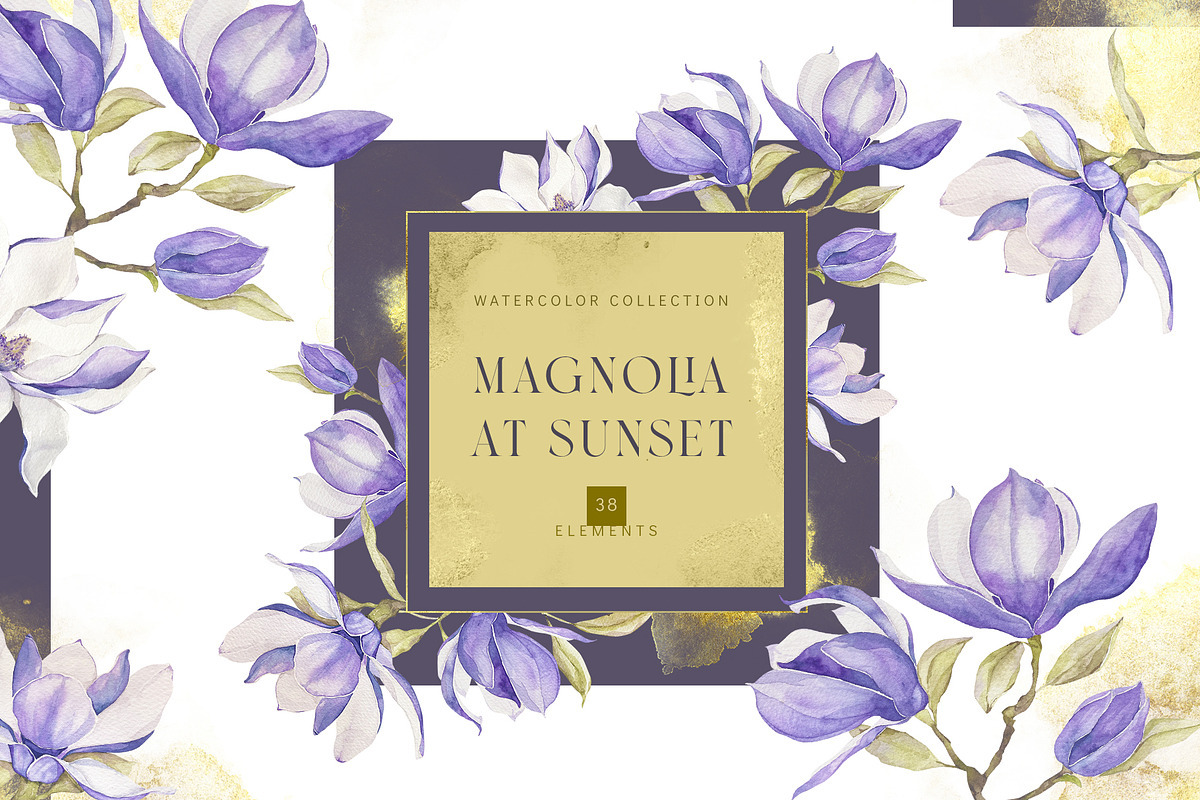 Watercolor magnolia clipart, an Illustration by MariGraphic boutique (Photo 1 of 10)