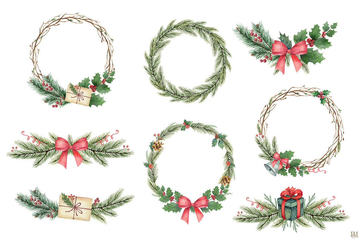 Christmas Watercolor collection, an Animal Illustration by Elena Medvedeva (Photo 9 of 15)