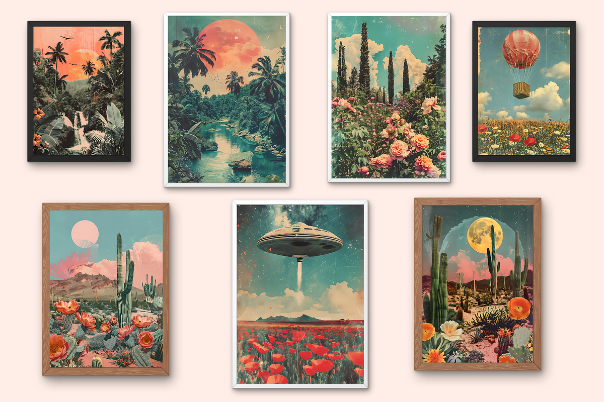 Retro Surreal Collage Posters, a Background Graphic by Amiraliya (Photo 5 of 9)