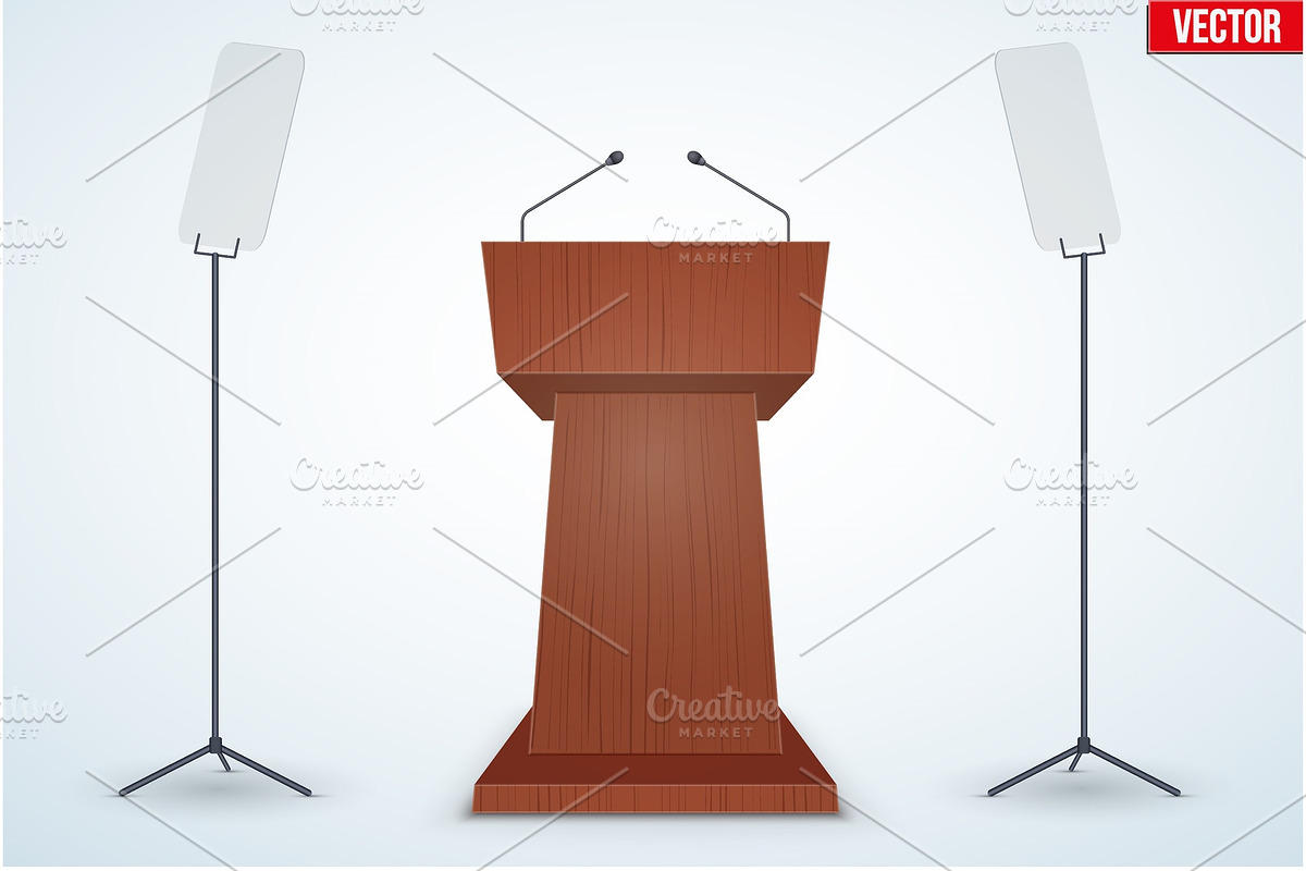 Wooden Podium Tribune with, a Person Illustration by Vitamin