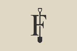 f letter shovel spade logo vector, a Branding & Logo Template by VASTARD STUDIO