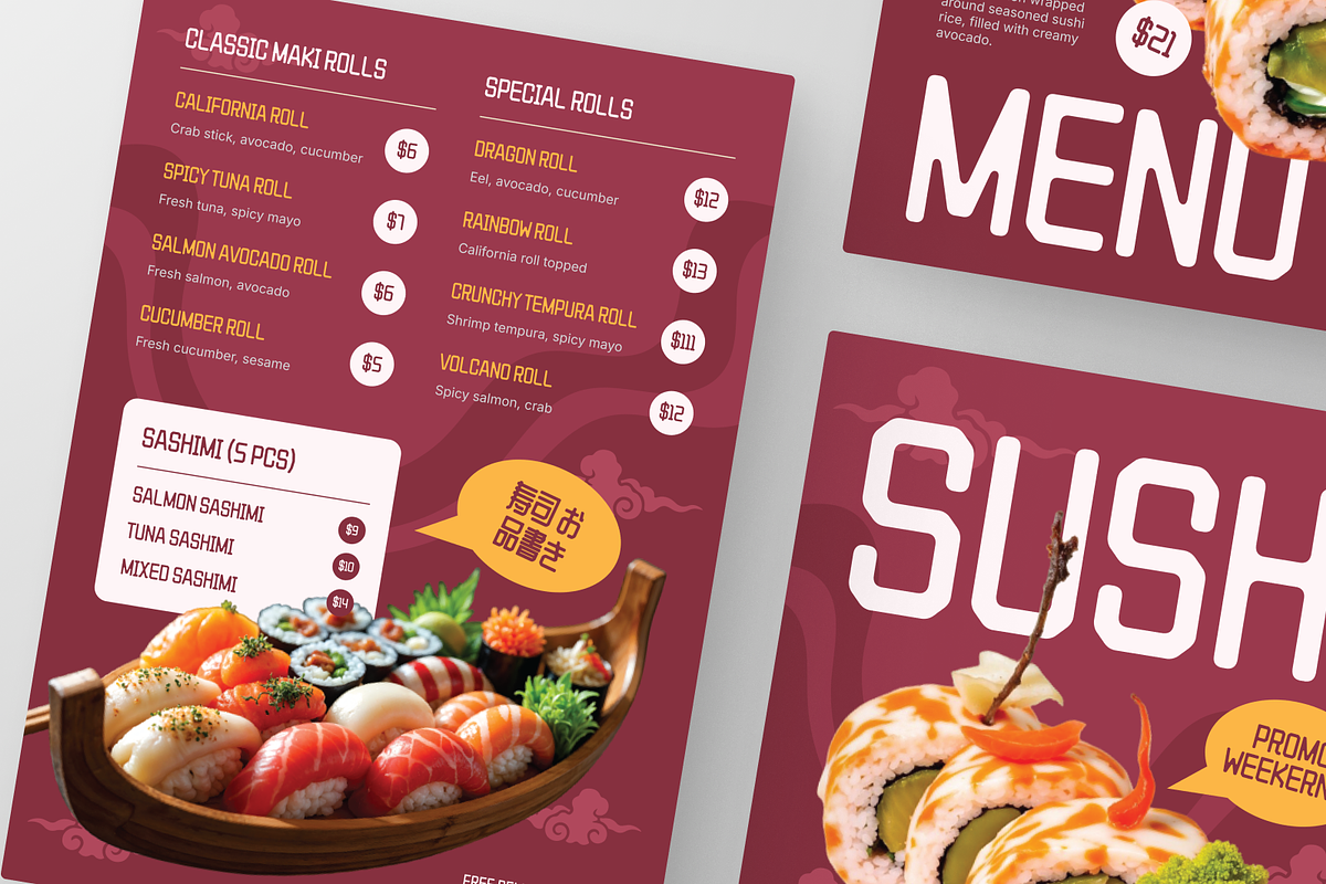 Japanese Sushi Menu, a Flyer Template by Annora Studio (Photo 6 of 6)