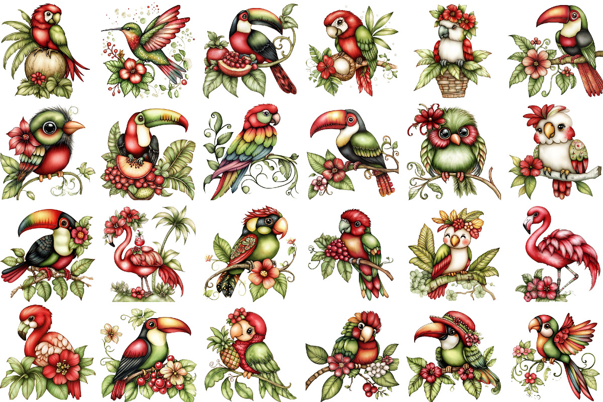 Whimsical Summer Tropical Birds Clip, an Illustration by designcity5 (Photo 2 of 5)