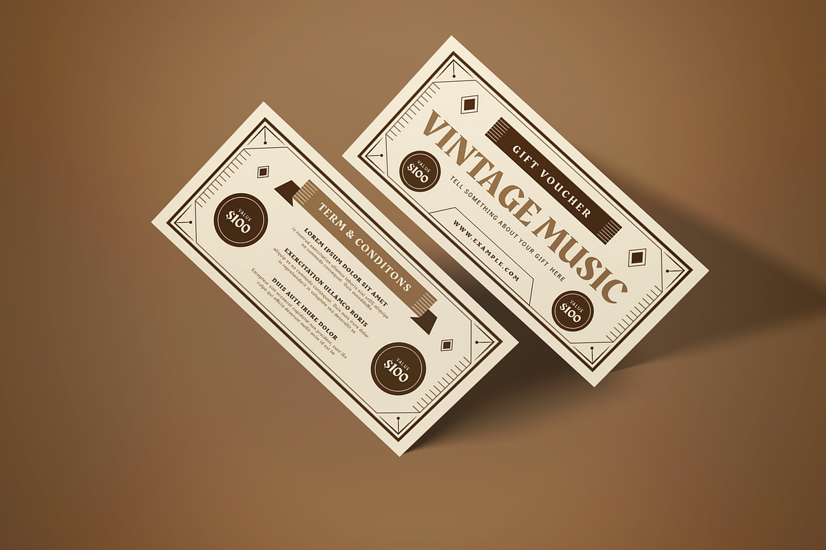 Vintage Music Voucher, a Card Template by graphicook (Photo 2 of 3)