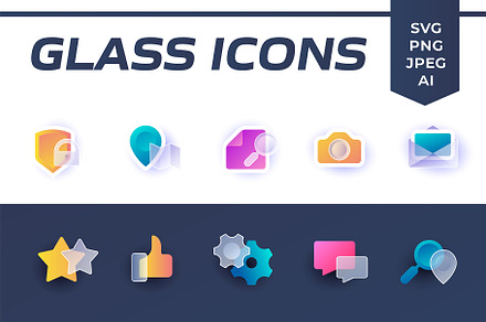 Glass style icons for UX, an Icon by SpaceNymph