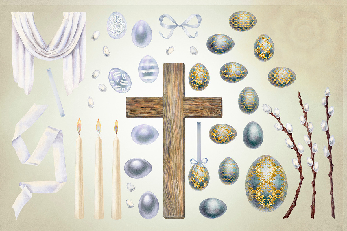 Religious Easter Watercolor Clipart, a Seasonal Illustration by EL_SUHOVA (Photo 6 of 8)