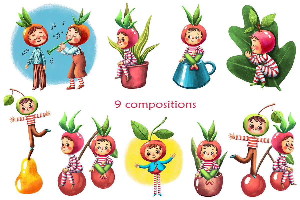 Fruit Babies - Clipart Set, an Education Illustration by Mashamashastu (Photo 6 of 11)