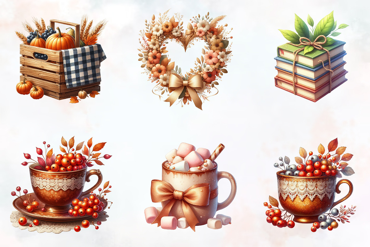 Neutral Rustic Coquette Fall Clipart, an Illustration by RobertsArt (Photo 3 of 7)