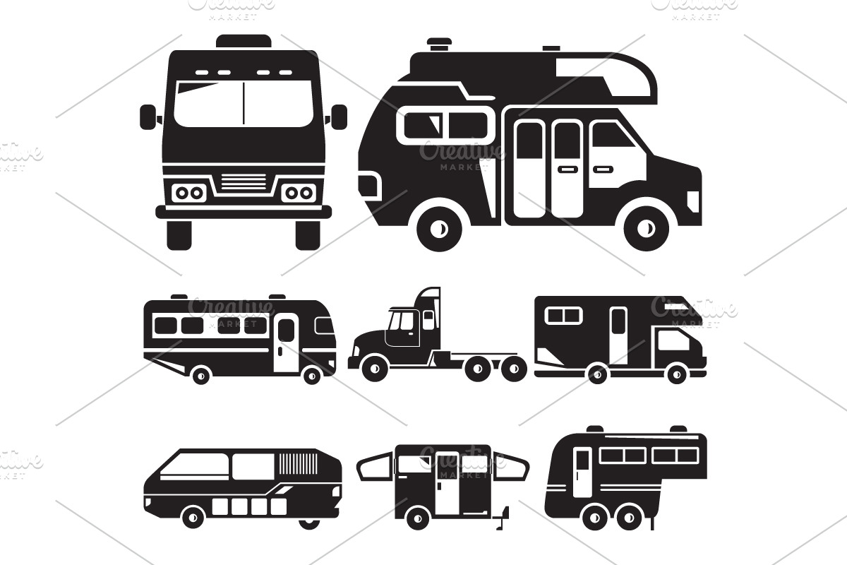 RV, Camper Car Icons Set, an Icon by Designfour