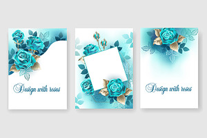 Invitation with turquoise roses