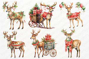 Christmas Reindeer Watercolor Set