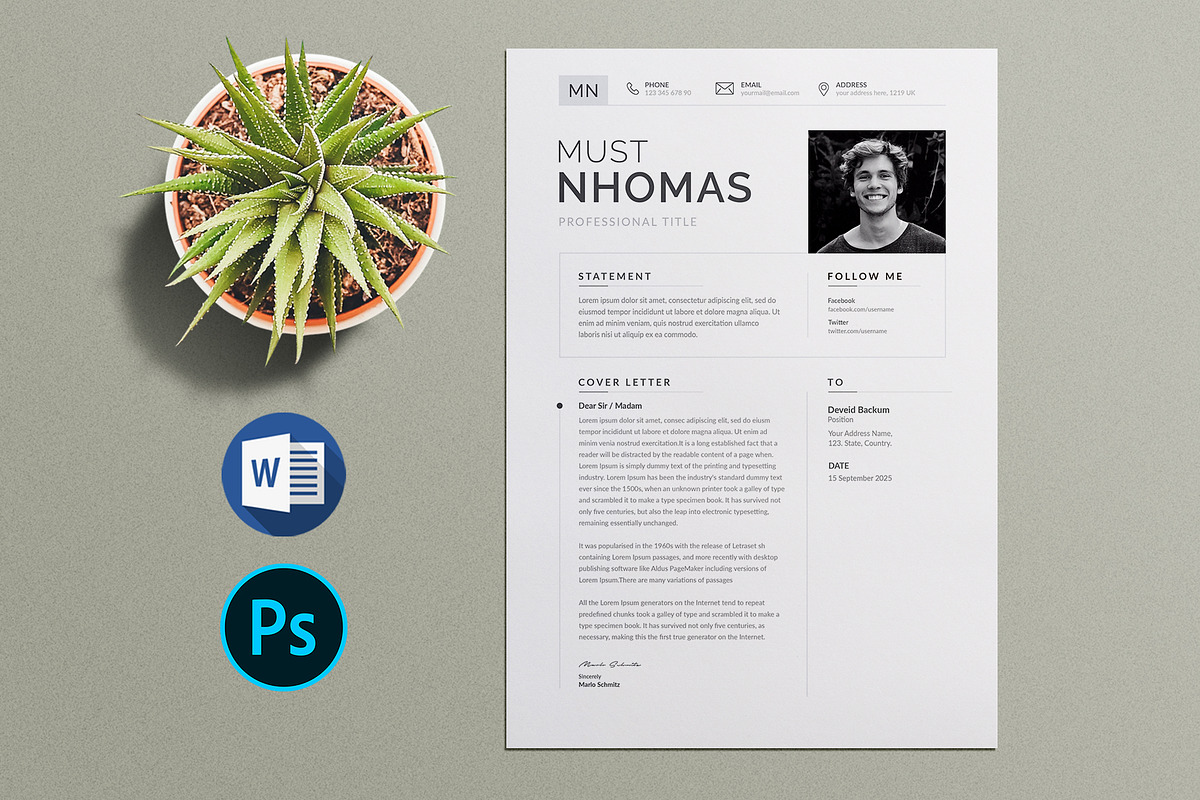 Modern Resume Template CV, a Resume Template by Pixelpick (Photo 4 of 6)