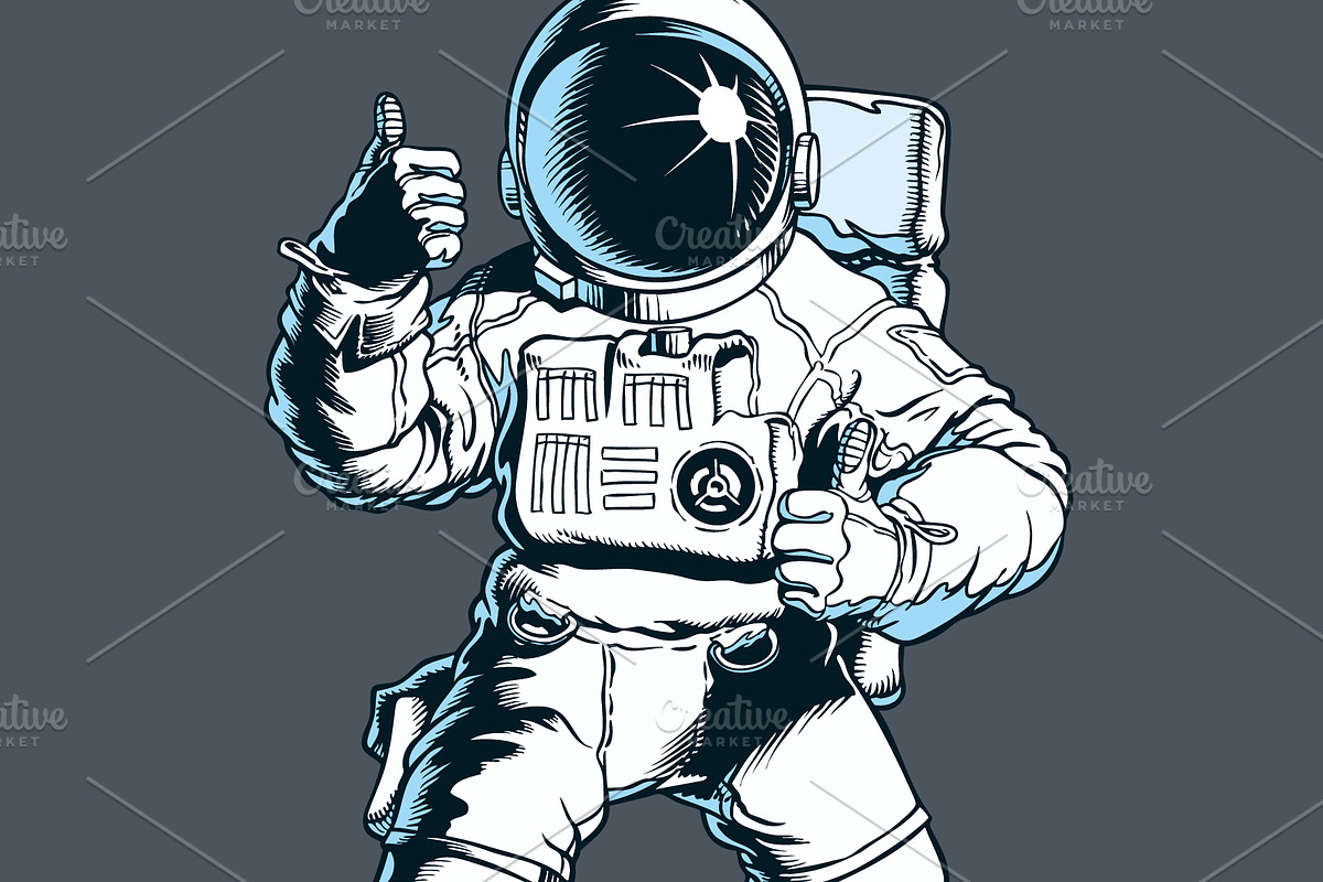 Astronaut in outer space, vector, an Illustration by Ledokolua (Photo 2 of 2)
