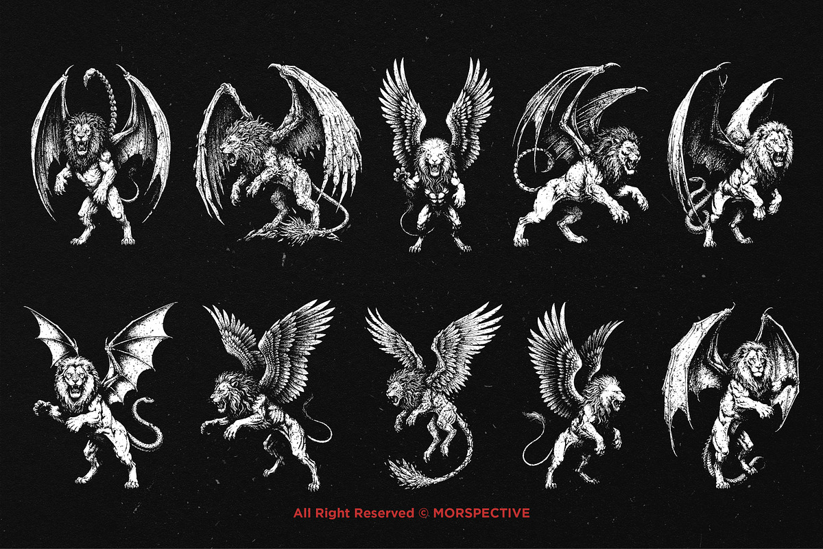 10 Bundle Dark Art Lion Wing Beast, an Illustration by Morspective (Photo 6 of 7)