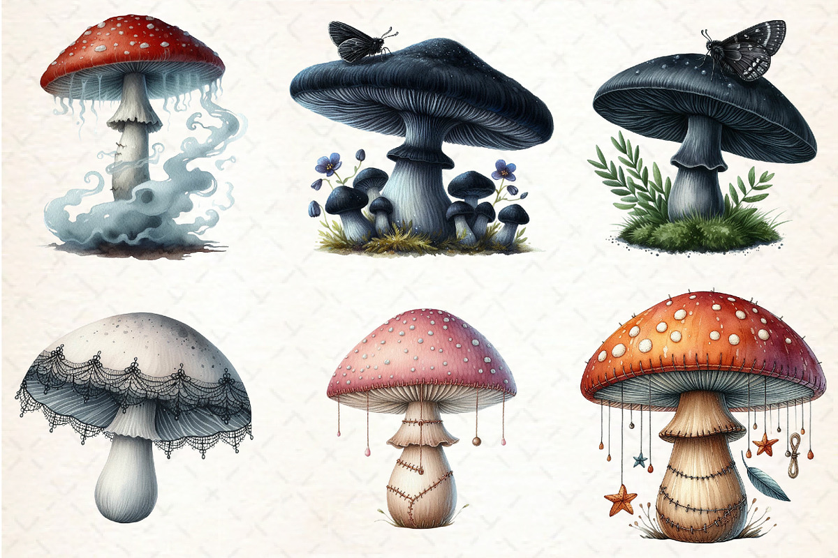 Gothic Mushroom clipart, an Illustration by Libby Wishes (Photo 7 of 7)