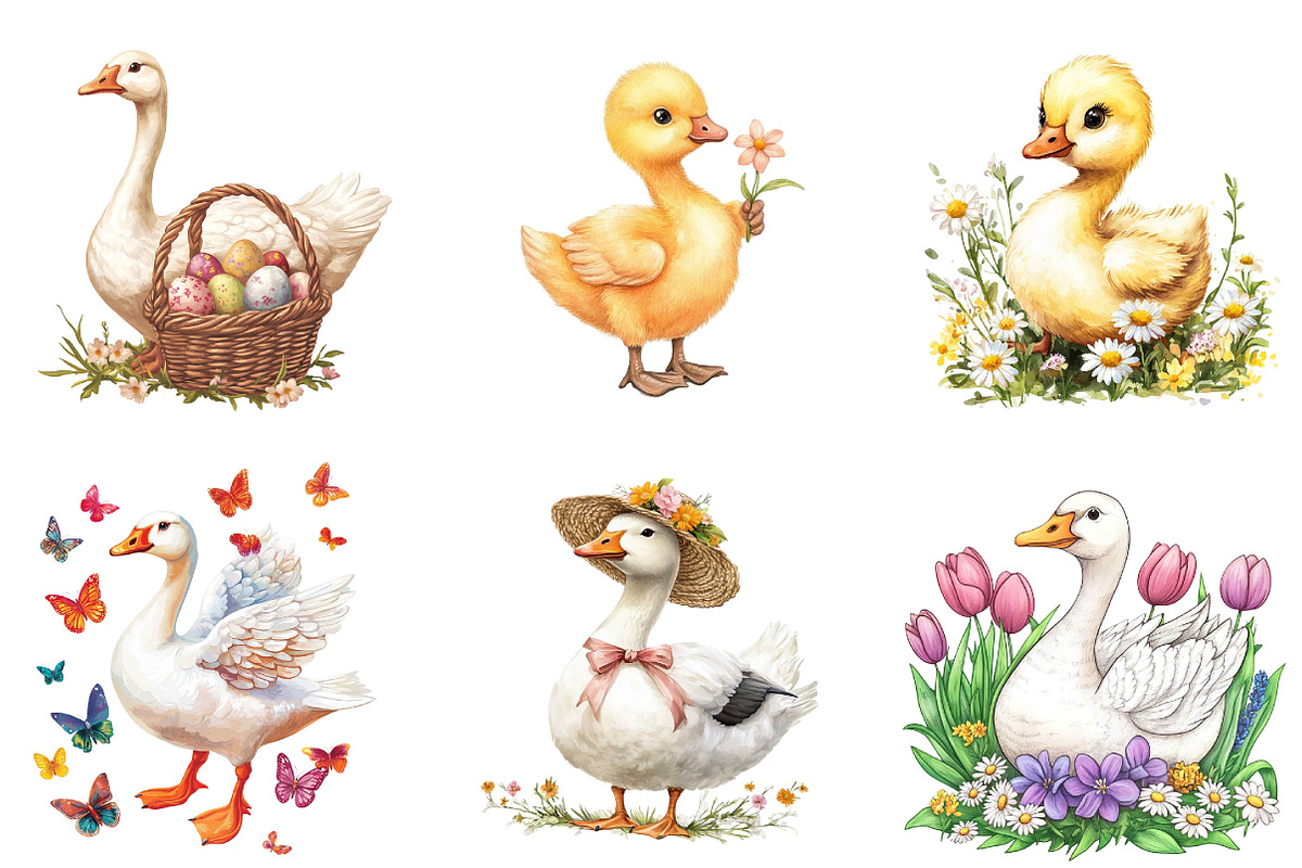 Spring Goose Clipart PNG, an Illustration by Designking (Photo 3 of 5)