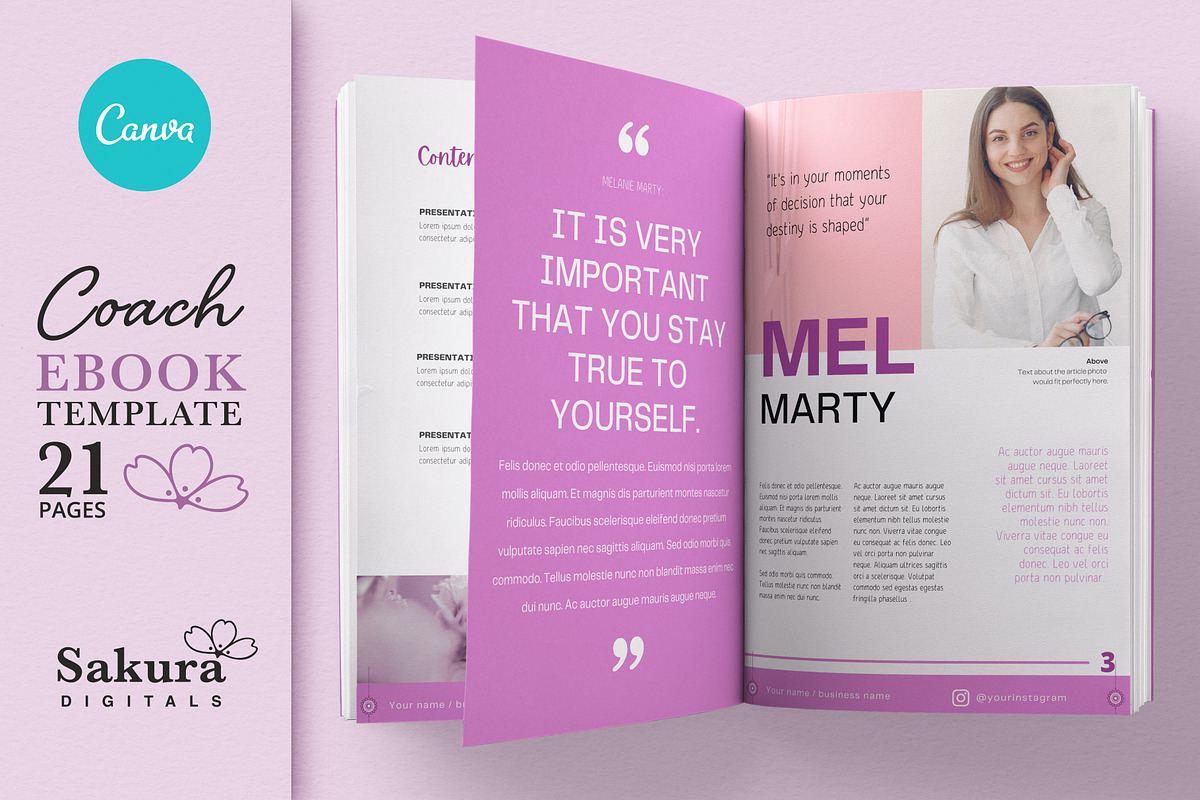 Coach Ebook Template for Canva, a Magazine Template by Sakura Digitals (Photo 1 of 7)