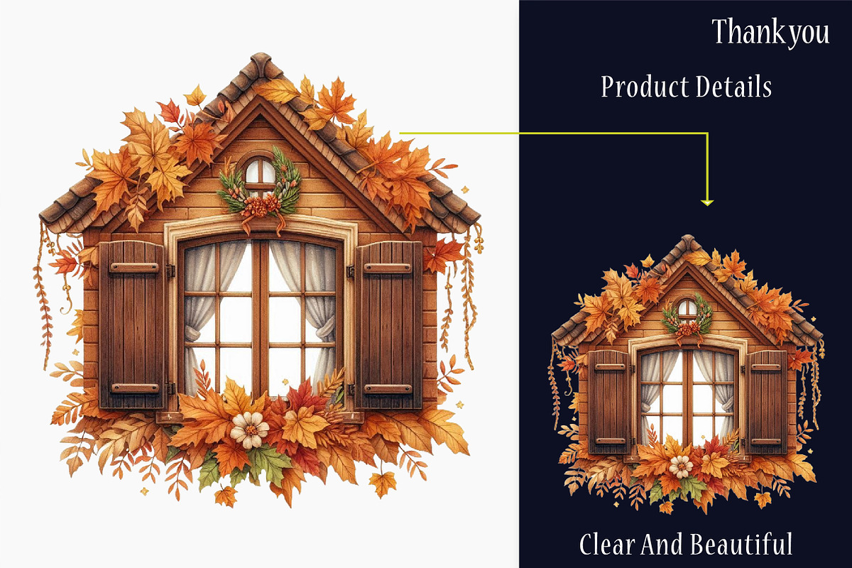 Watercolor Autumn Window Clipart Set, a Graphic by designcity5 (Photo 5 of 5)