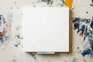 Art White Canvas Mockup, a Photo by VetalStock