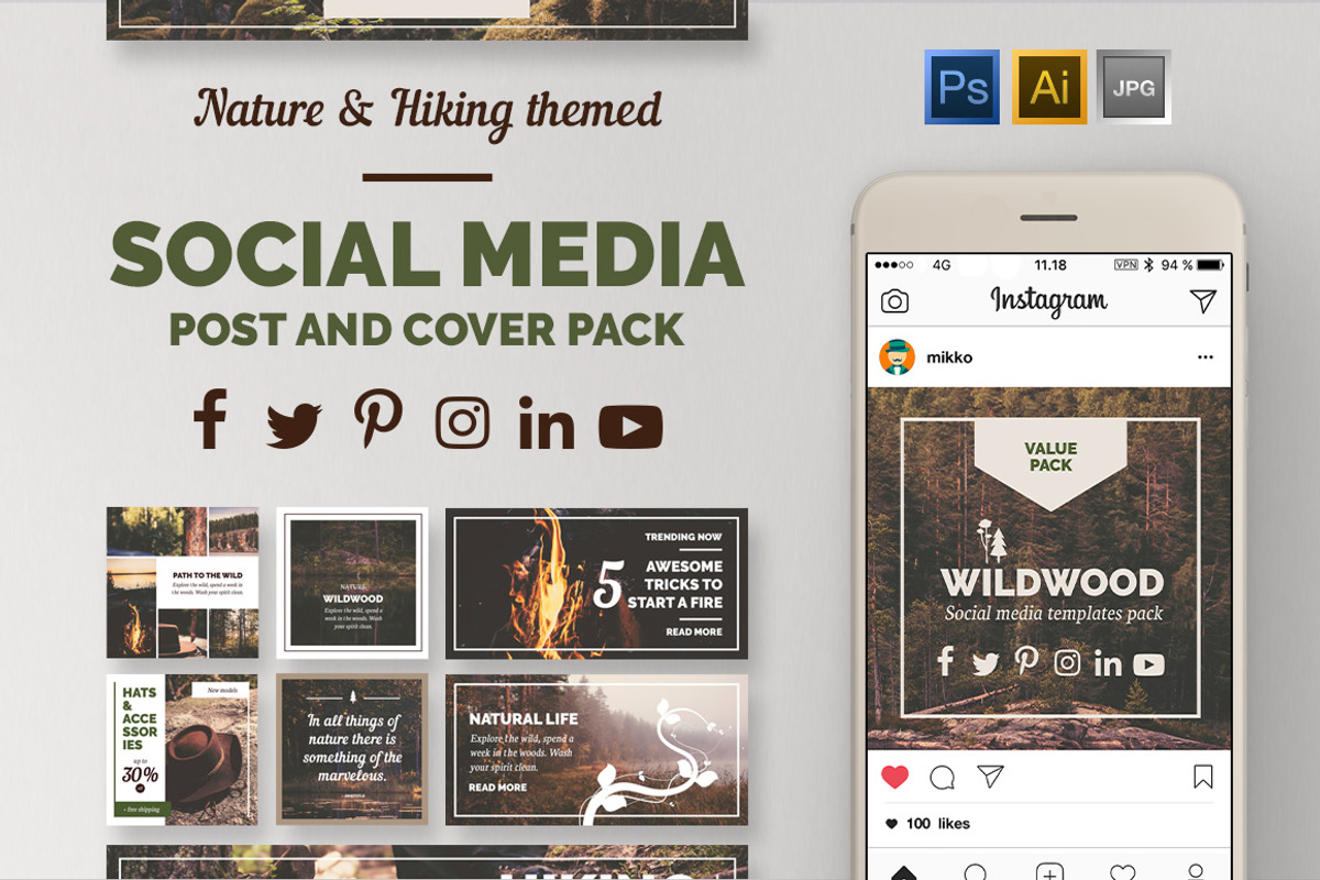 WildWood | Social Media Value Pack, a Social Media Template by Mikko Lemola (Photo 1 of 6)