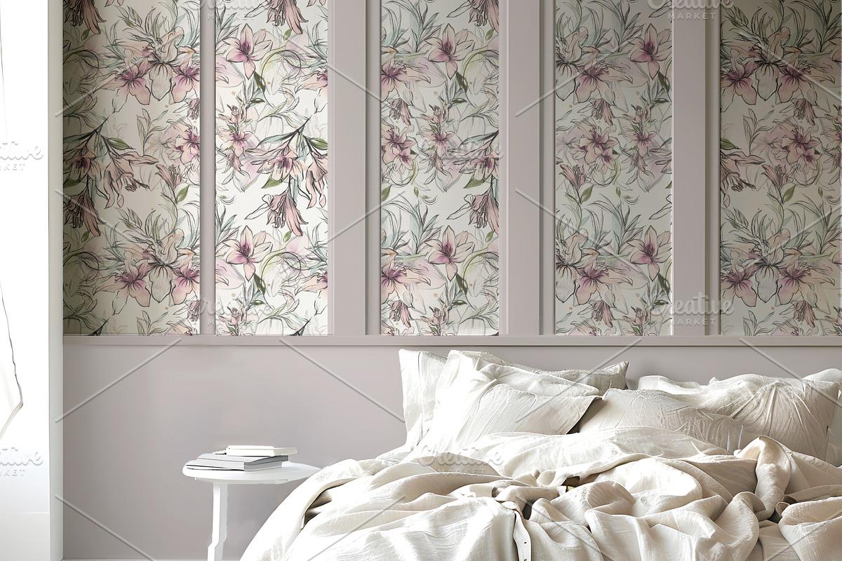 Wallpaper Bedroom Scene  Mockup, a Product Mockup by Nora Gad (Photo 14 of 24)