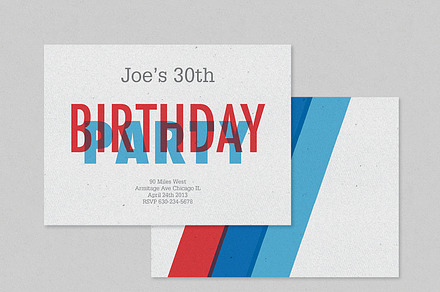 Red Blue Birthday Invitation