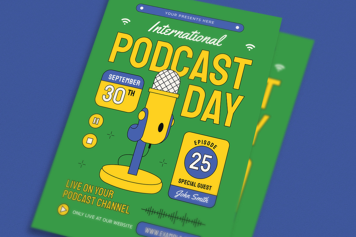 Podcast Day Event Flyer, a Flyer Template by VectorVactory (Photo 2 of 3)