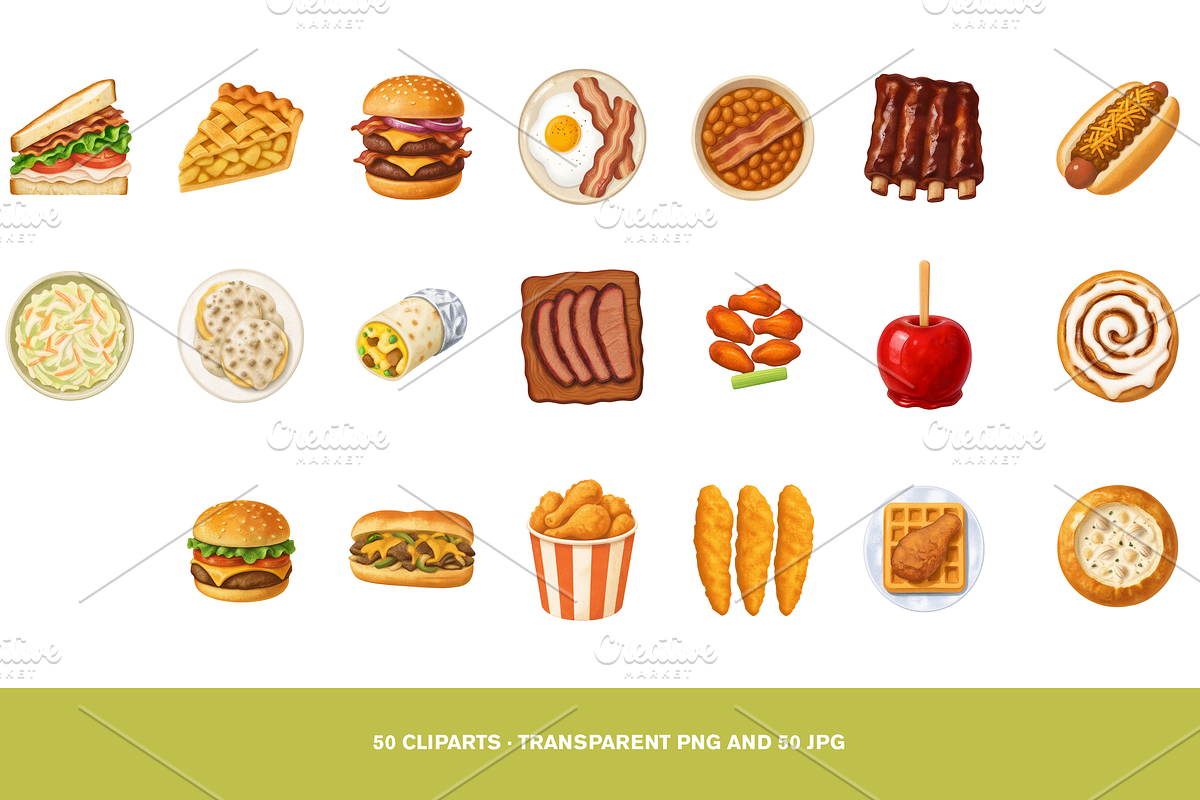 50 Gouache American Food Clipart, a Food Illustration by Luxe (Photo 2 of 4)