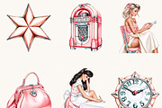 Retro Diner Date Clipart Bundle, a Food Illustration by BusyDaydesign (Thumbnail 3 of 9)