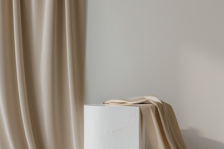 Minimalist Product Podium in beige, a Background Photo by Virgo Studio