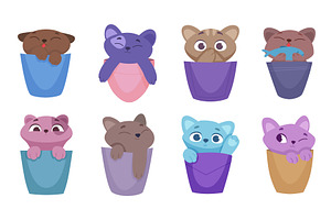 Kittens in pockets. Colorful cute, an Animal Illustration by Onyx